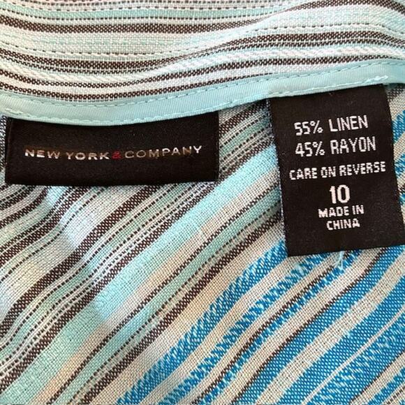 Vintage 90s New York & Company Linen Blend Striped Knee Length Skirt, size 10 - Picture 4 of 5